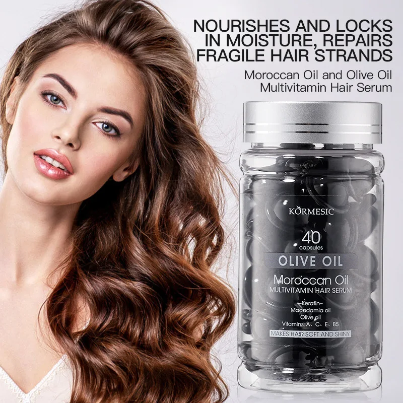 

1ml*40 Capsules of Moroccan Oil and Olive Oil Multivitamin Hair Care Essence, Containing Moroccan Oil and Olive Oil Essence Ingredients, Smoothes Dry, Frizzy Hair, Repairs Split Ends, Strengthens Hair, Makes Your Hair More Healthy, and More Glossy and Nut
