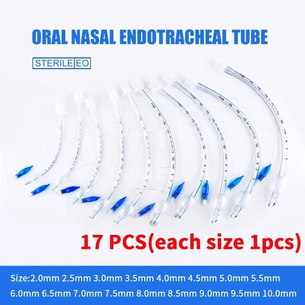 

17PCS Pet Sterilized Endotracheal Intubation Tube with Cuff 2.0-10mm Veterinary Animal Surgical Accessories