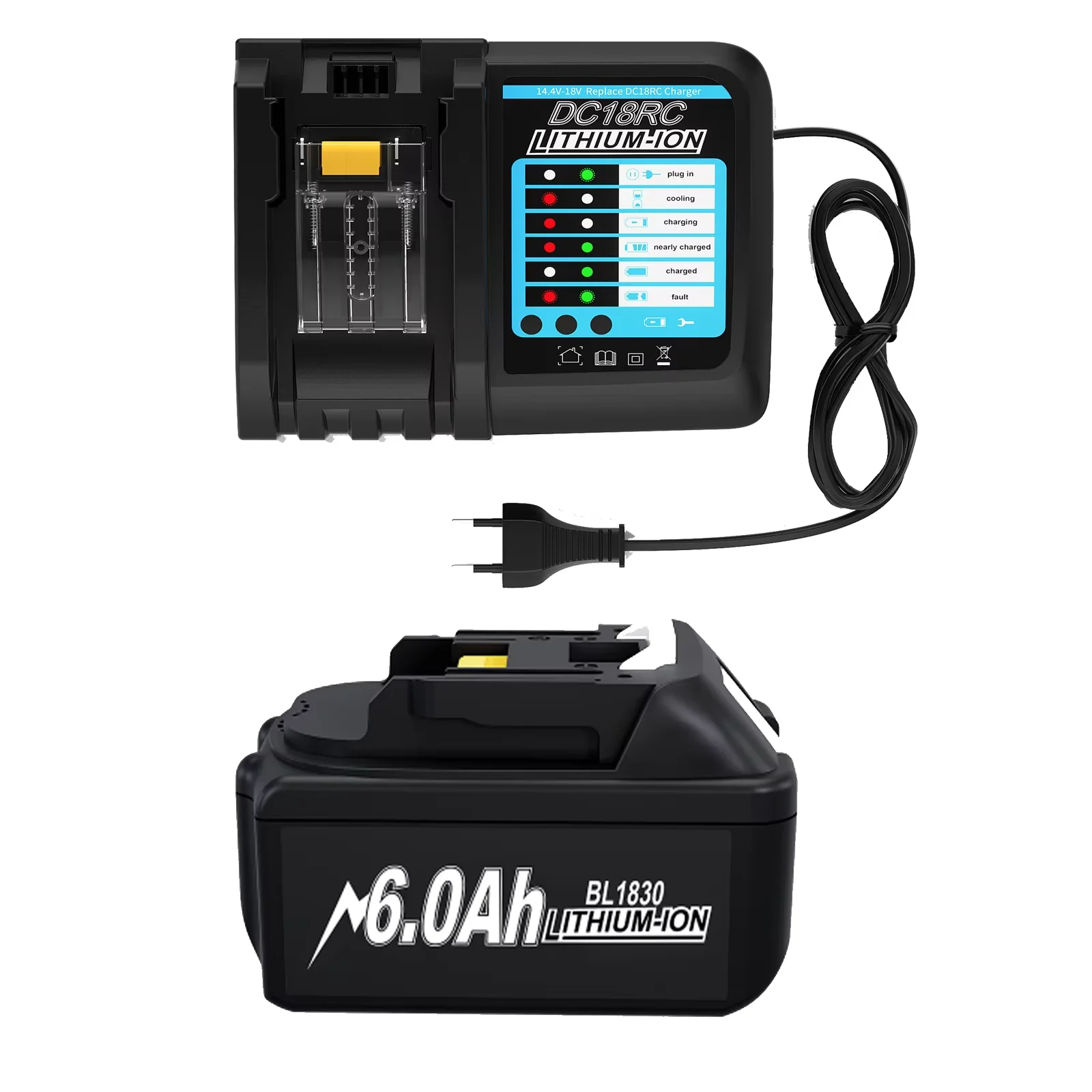 6A Voor Makita BL1830 Batterij 18V Gereedschap Vervanging Voor Makita BL1830 BL1860 BL1890 Compatibel Voor Makita 18V batterij Oplader