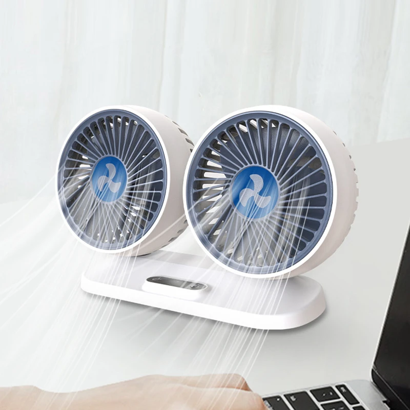 12V 24V Car Fan 360Degree Two-key Switch Independent Separatio Air Cool Vehicle Double-Head Rotating Electric Fan Car Appliances