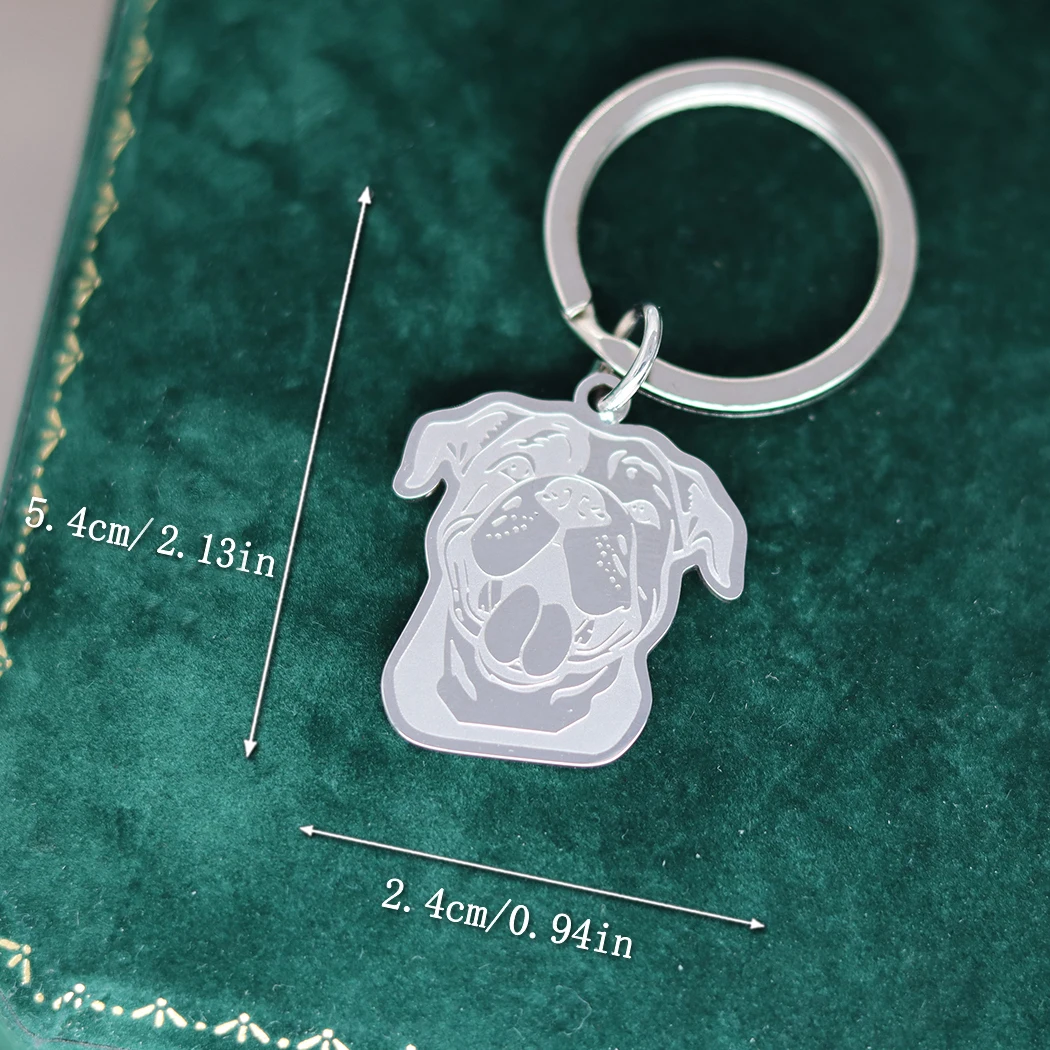 QIMING Continental Bulldog Stainless Steel Keychain Women Pet Lover Animal Jewelry Cartoon Aniaml Dog Keyring