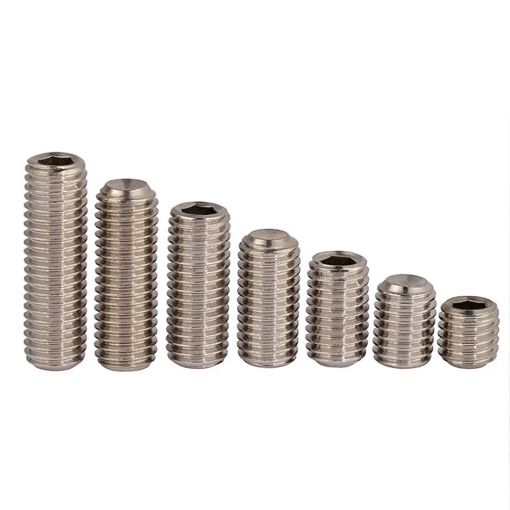 10Pcs M3 M4 M5 M6 M8 304 Stainless Steel Headless Screw Allen Bolts Hex Socket Set Screw for Model DIY Car Model Furniture