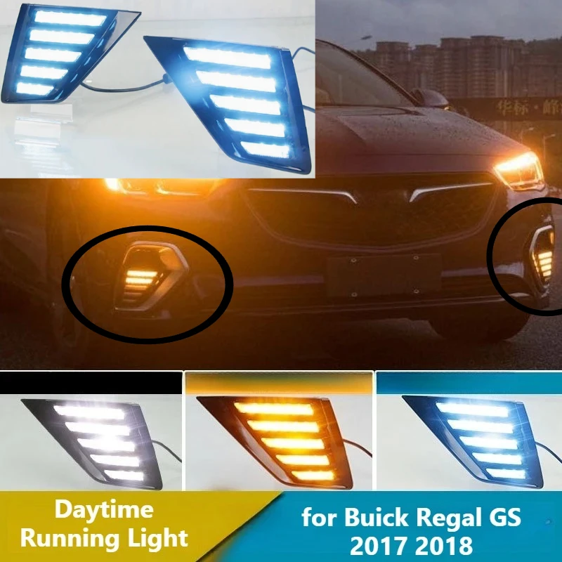 For Buick Regal GS 2017 2018 Daytime running lights modified with LED steering and front fog lights for daytime driving