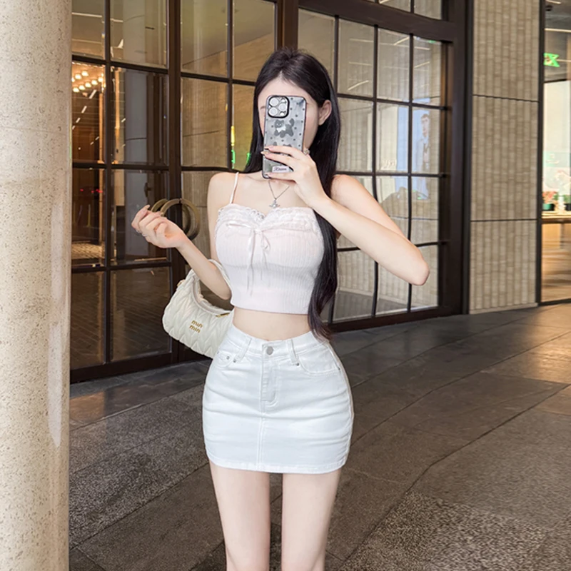 High Waist Hip Enhancer Denim Mini Skirt with Breathable Teardrop Butt Pads, Curvy Butt Lifting & Bodycon Fit, Anti-Peep Design