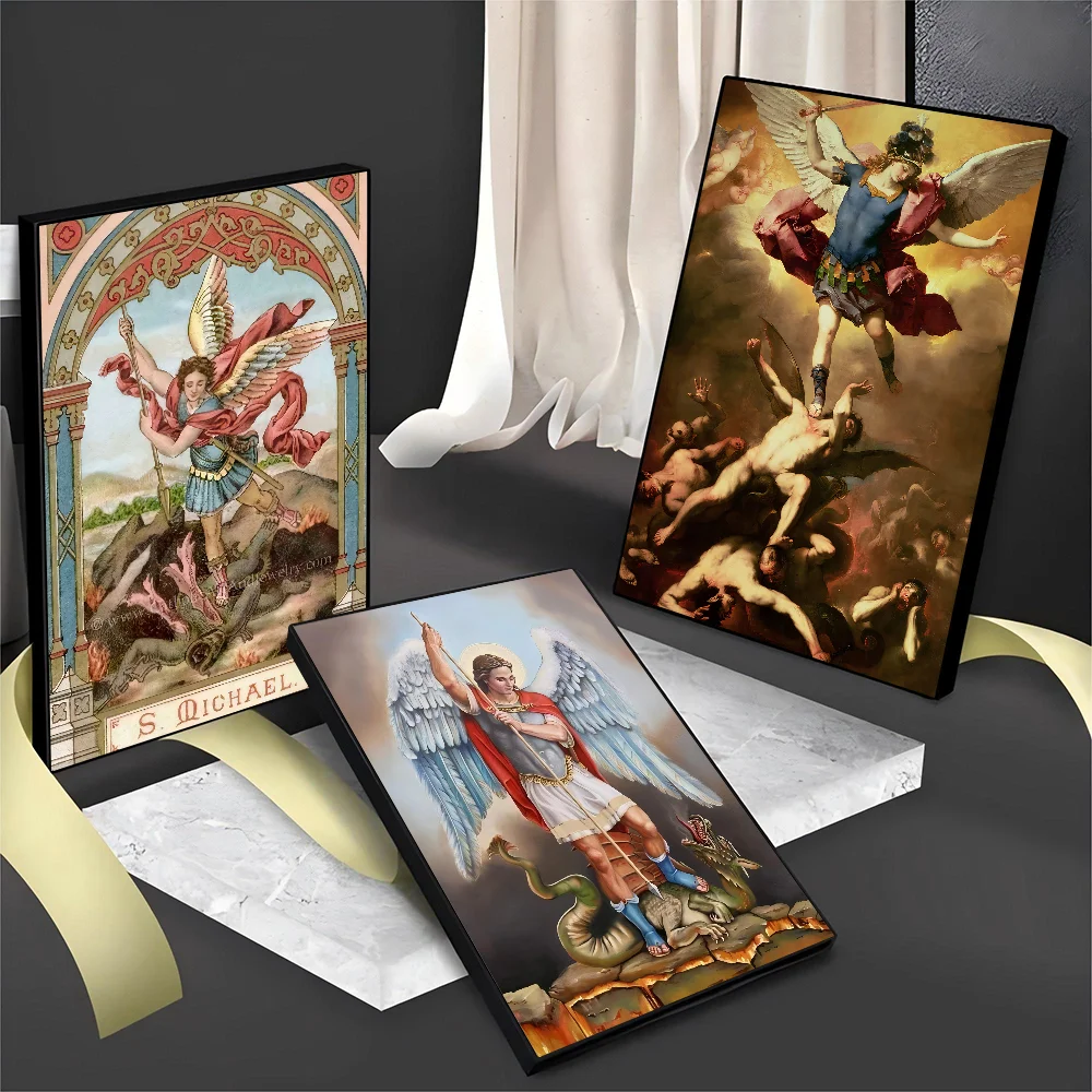 The Holy Archangel Michael DIY Sticky Poster Whitepaper Prints Posters Artwork Vintage Decorative Painting