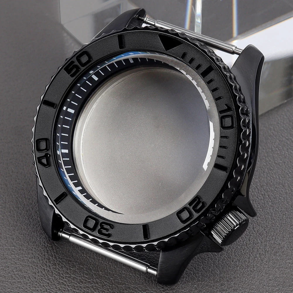 Caja de Reloj de 42 mm con Anillo Negro PVD y Cristal de Zafiro AR para SKX 007 NH35 NH36 NH34 NH38 NH70, Esfera de 28.5 mm, Repuestos para Reparación de Cajas de Reloj para Hombre