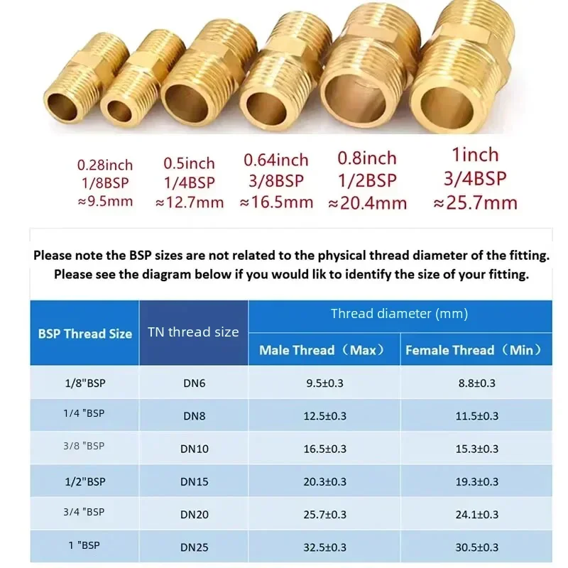 Brass Hex Bushing Reducer Pipe Fitting F To M Threaded 1/8 1/4 3/8 1/2 3/4 Reducing Copper Water Gas Adapter Coupler Connector