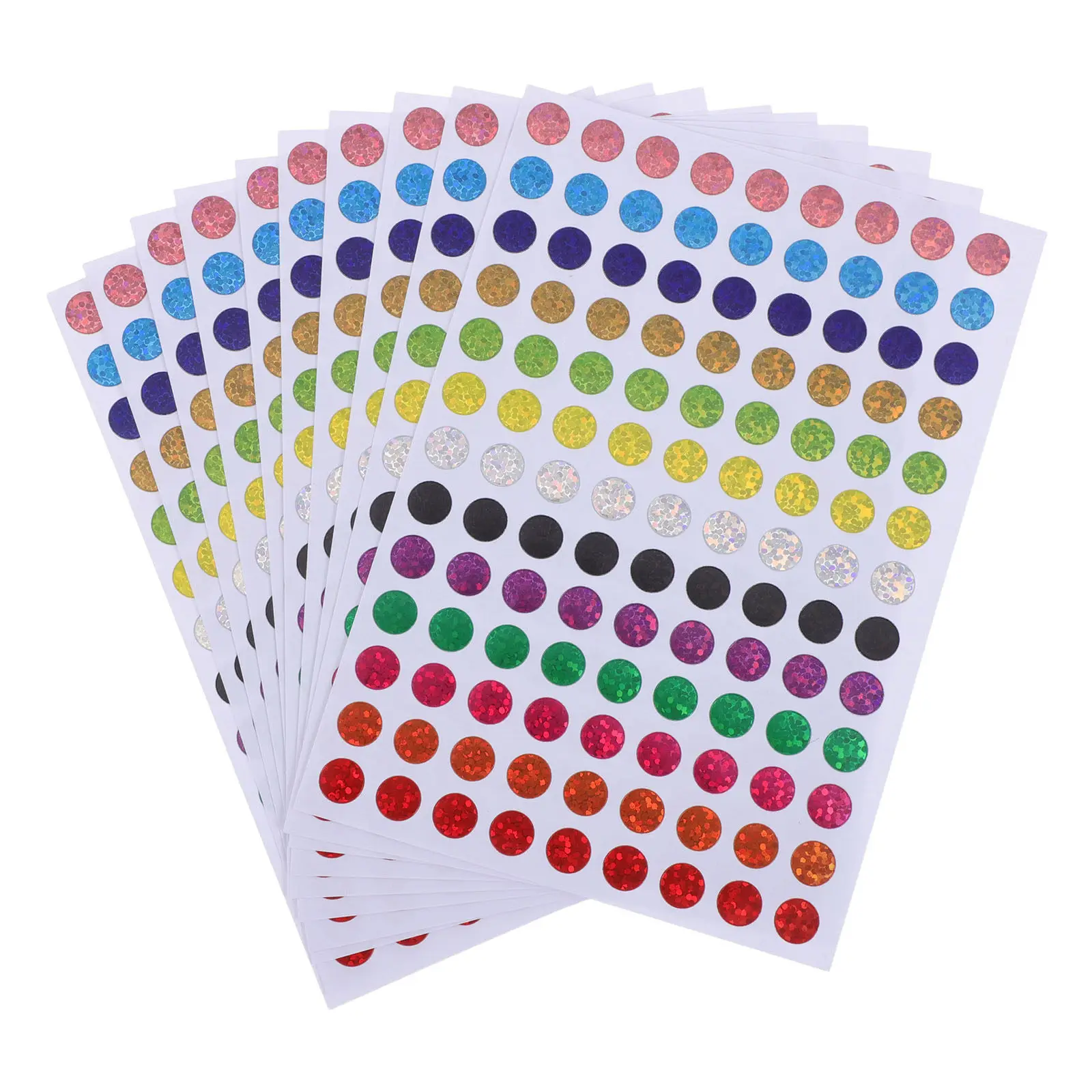 100Sheets Round Color Coding Dot Labels Laser Sparkle Circle Stickers 6Mm 16 Colors Self Adhesive for Behavior Charts Scrapbooks