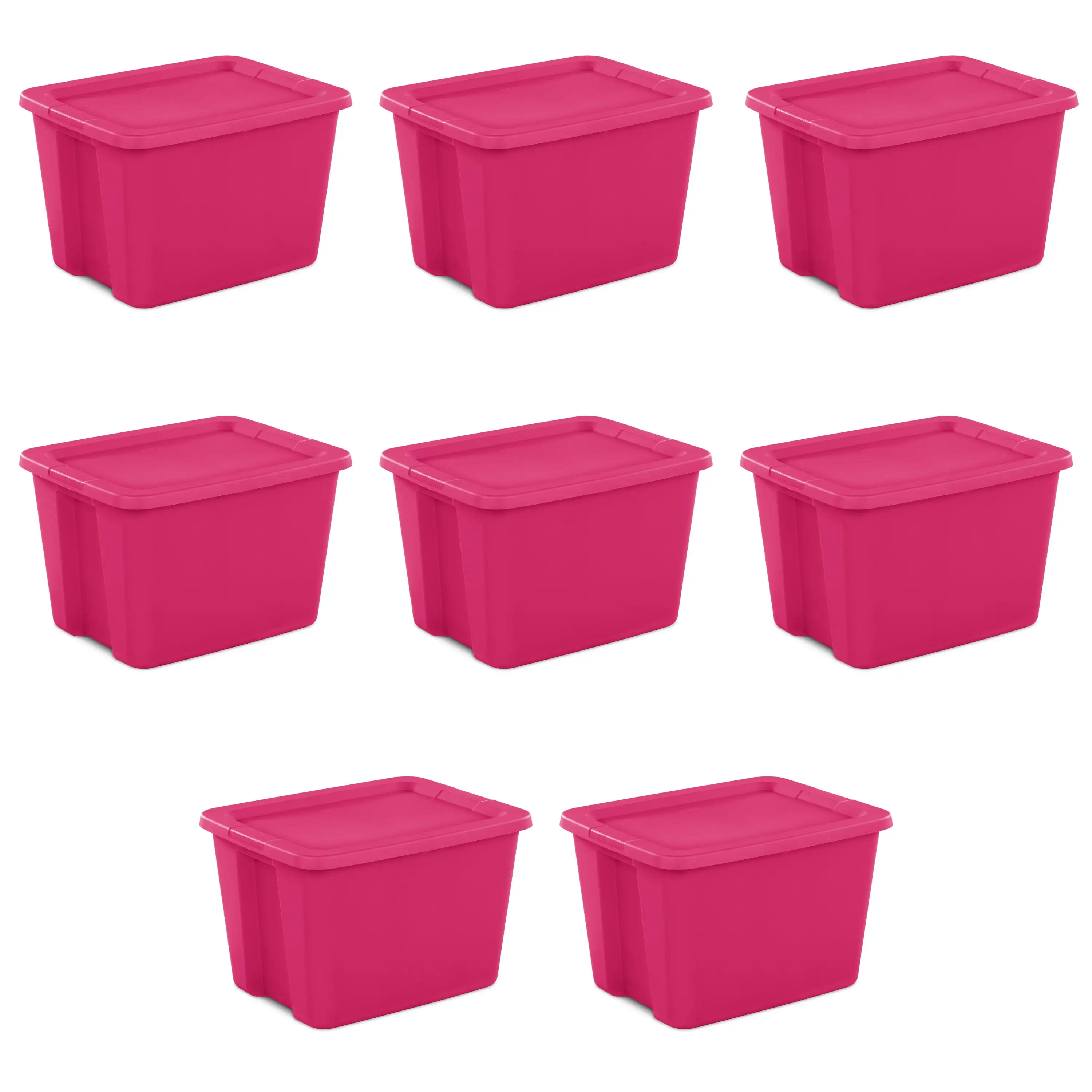 NEW  18 Gallon Tote Box Plastic Fuchsia Burst Set of 8