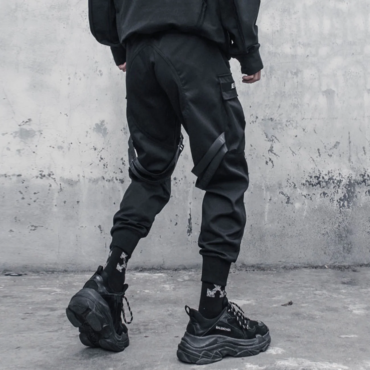 Letter Obscure Streamer Joggers Pants Hip Hop Casual Trousers Pants Streetwear Loose Elastic Waist Cargo Pants