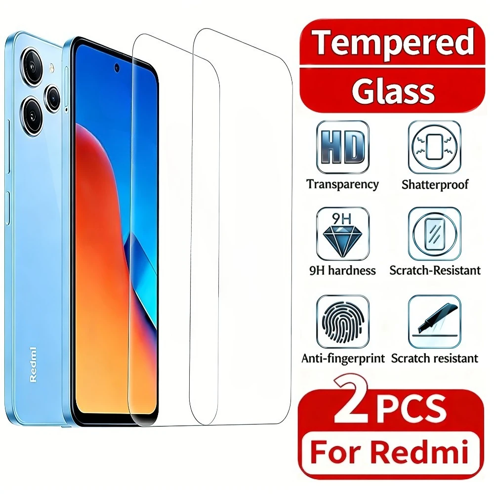 

2Pcs Ultra Clear Full Screen Protector for Redmi Note 14 13 12 10 Pro 14S 12S 11S Tempered Glass for Redmi 15C 14C 13C 12C 10A