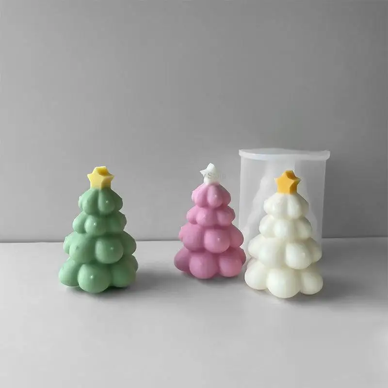 Star Christmas Tree Candle Silicone Mold Diy Christmas Decoration Aromatherapy Soybean Wax Mold Christmas Gift