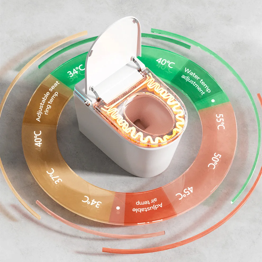 Cómoda inteligente de lavado femenino con burbujas integradas, inodoro para baño, sifón, pantalla Digital Led, inodoro eléctrico inteligente