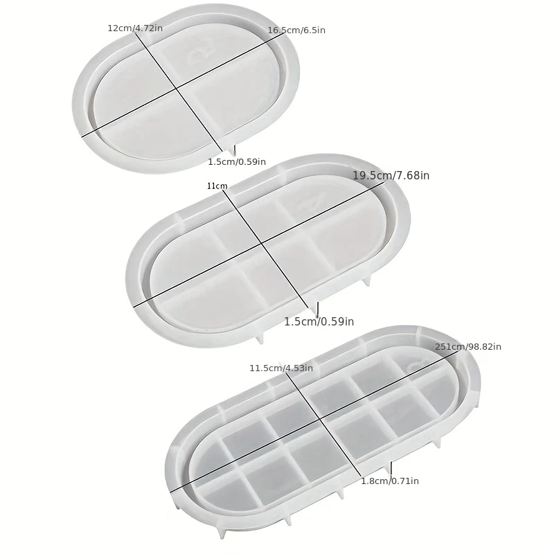 Ovale Silikonformen für Beton, Gips, Ornamente, Schmuck, Epoxidharz und Aufbewahrung mit Schalen-Design – Detail 1