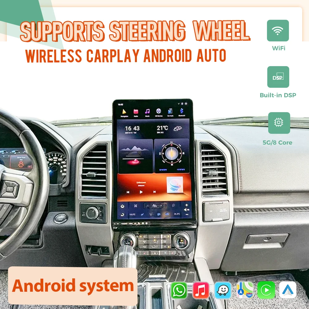

16.8" Android 13 Auto Car Radio For Ford F150 F250 2015 - 2021 Carplay Touch Screen Car GPS Navi Multimedia Player Head Unit