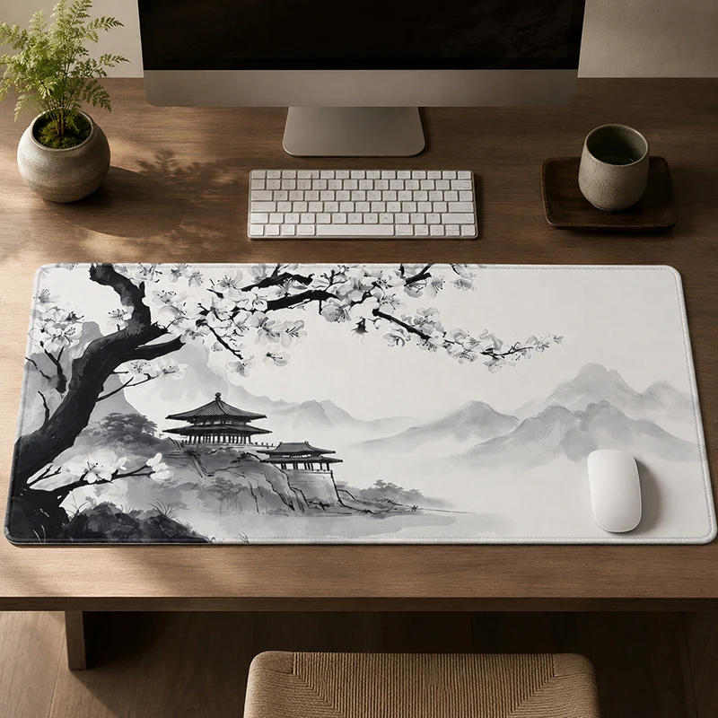 Mouse Pad Gaming White Cherry Blossoms XL Custom Computer Mousepad XXL Playmat Carpet Office Non-Slip Soft Desktop Mouse Pad