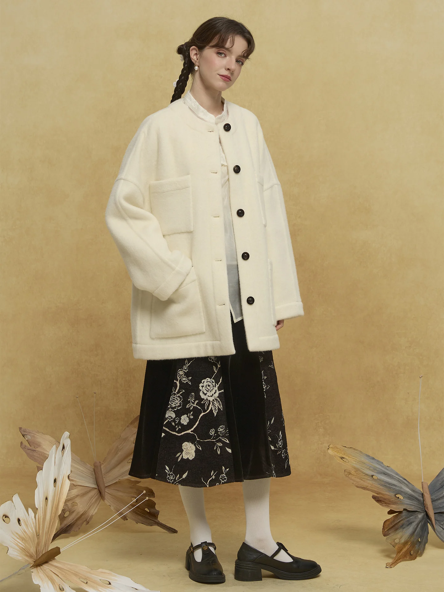 

Double-Sided Woolen Coat Winter S White Outerwear 90 Wool Autumn Winter New Arrival Ladies Faion Woolen Jaet