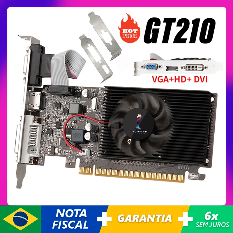 Gt210 1G Discrete Graphics with Dvi Vga Hdmi-Compatibe Port Gaming Graphics Card 64Bit Ddr3 Standalone Graphics Card for Desktop