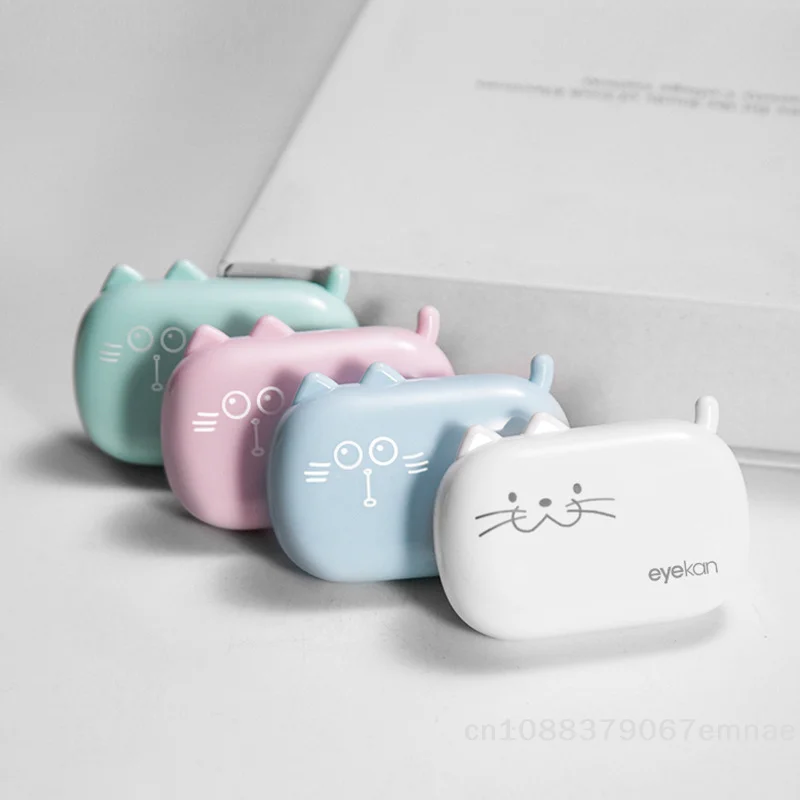 [ZYAS]Mini Portable Cute Cat Contact Lens Case Women Ins Lovely Lenses Container Travel Set Gift For Girl