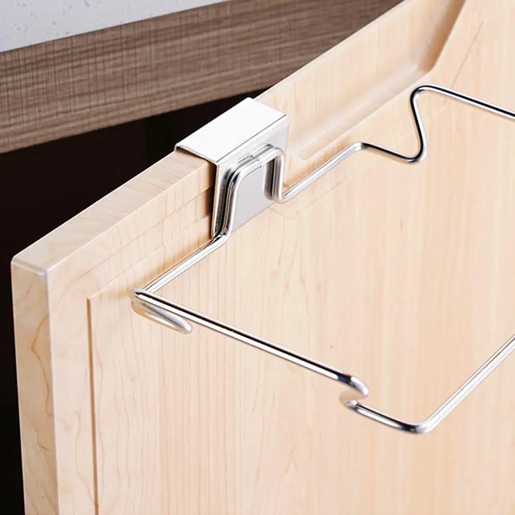 Trash Garbage Hanging Bag Hanger Stainless Steel Rubbish Holder Kitchen Support Cabinet Stand Trash Rack Storage Organizer