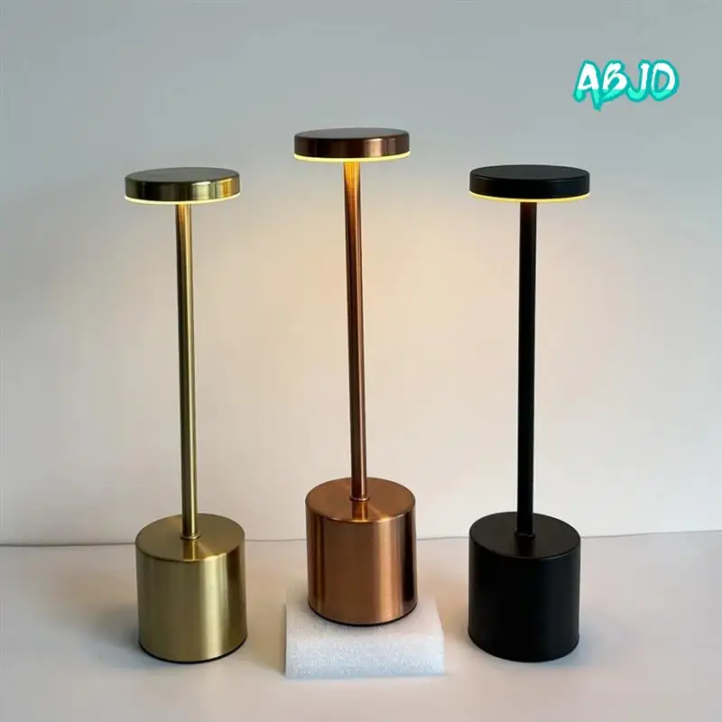 

ABJO-Type C Rechargeable LED Table Lamp Touch Switch Bedside Night Light Portable 3 Color Desk Lamp For Club Bar Room