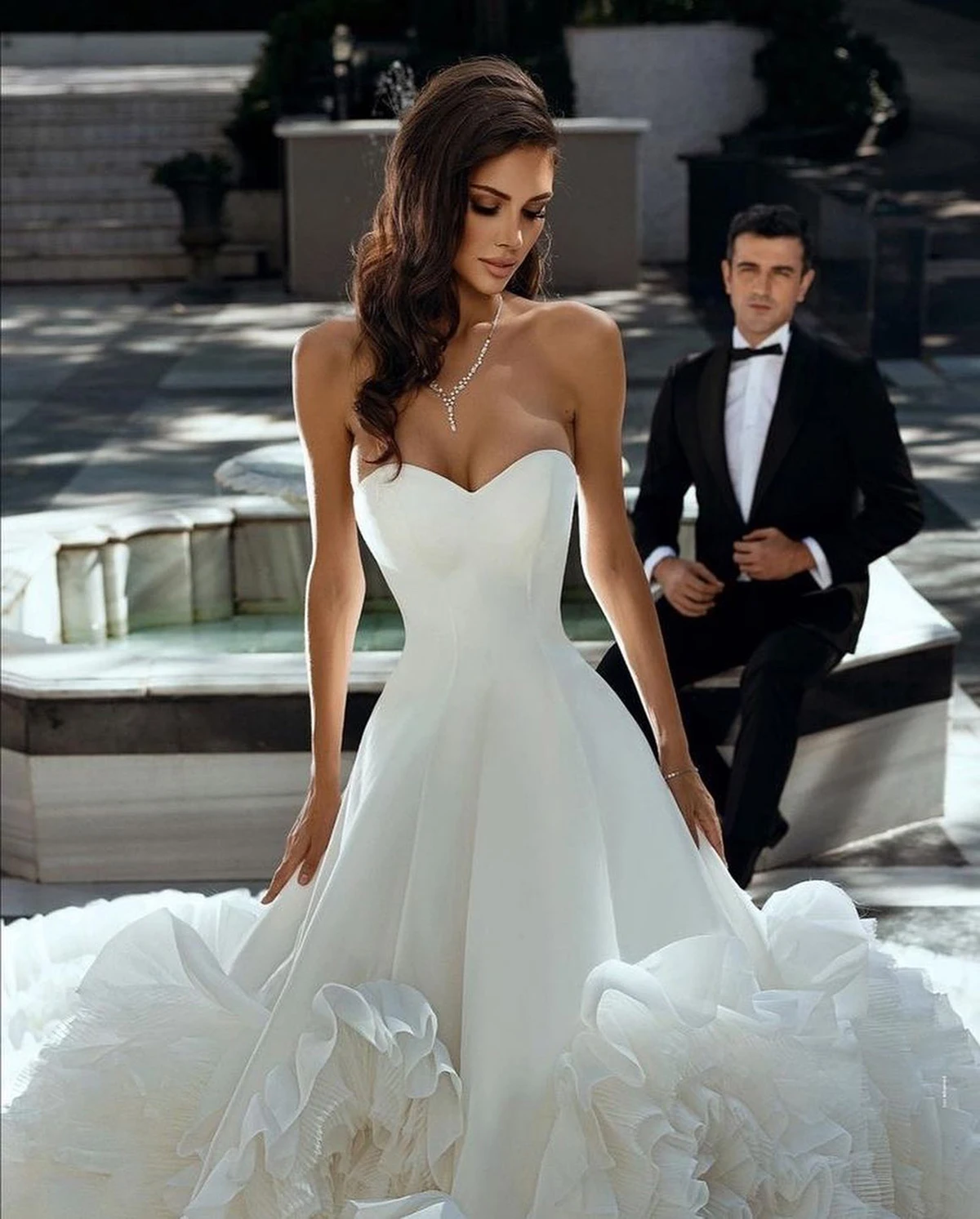 Exquisite A Line Wedding Dress Sweetheart Sleeveless Ruffles Princess Bridal Gowns Custom Made Vestido de novia