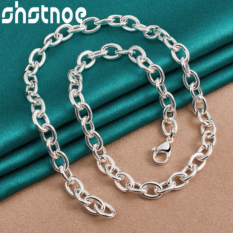 SHSTONE 925 Sterling Silver Oval Link Chain Necklace For Women Man Party Engagement Wedding Birthday Fashion Charm Jewelry Gifes