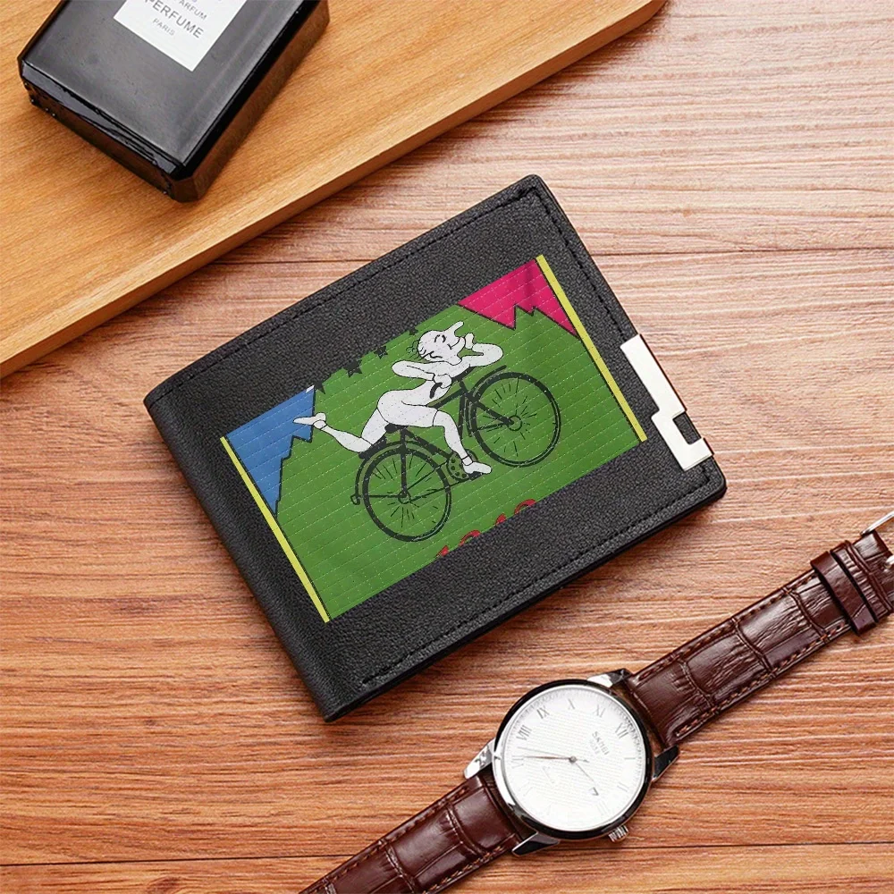 Rider bicycle green background stars Men's Wallet Printing Design Simple Modern Stylish Business Father's Boyfriend's Christmas - view 2