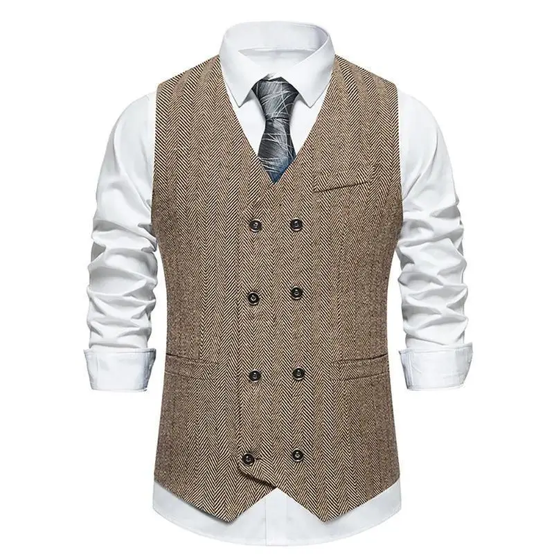 

Double Breasted Vest Men's Suit Jacket Vest Cross-Border Fashion Couple's Inner Wear Other Material 100% Spring Season