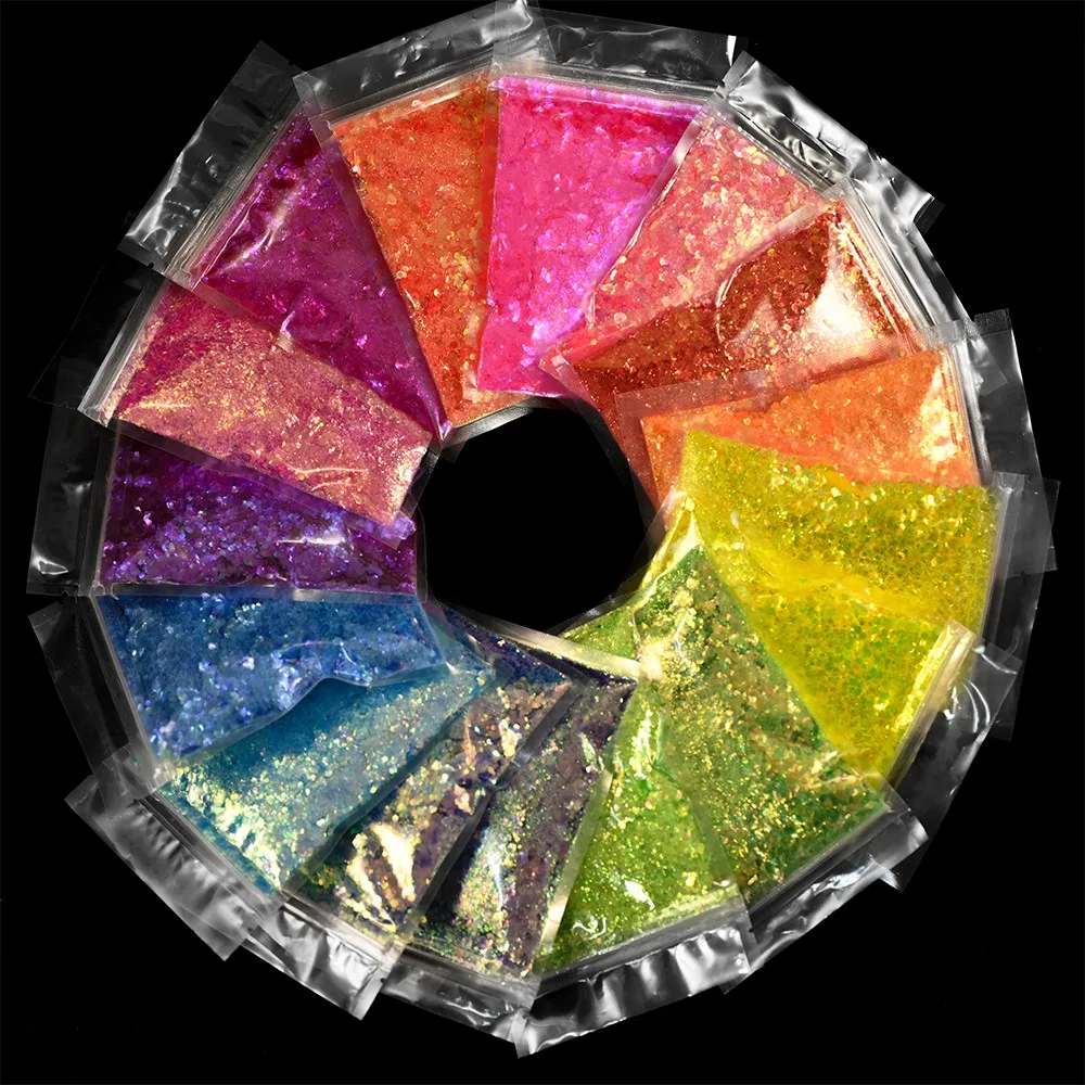 Net-50g Olografico Iridescente Chunky Glitter Polvere Mista Esagono Paillettes per Unghie per Smalto Gel Resina Epossidica Accessori per Unghie Fai da Te