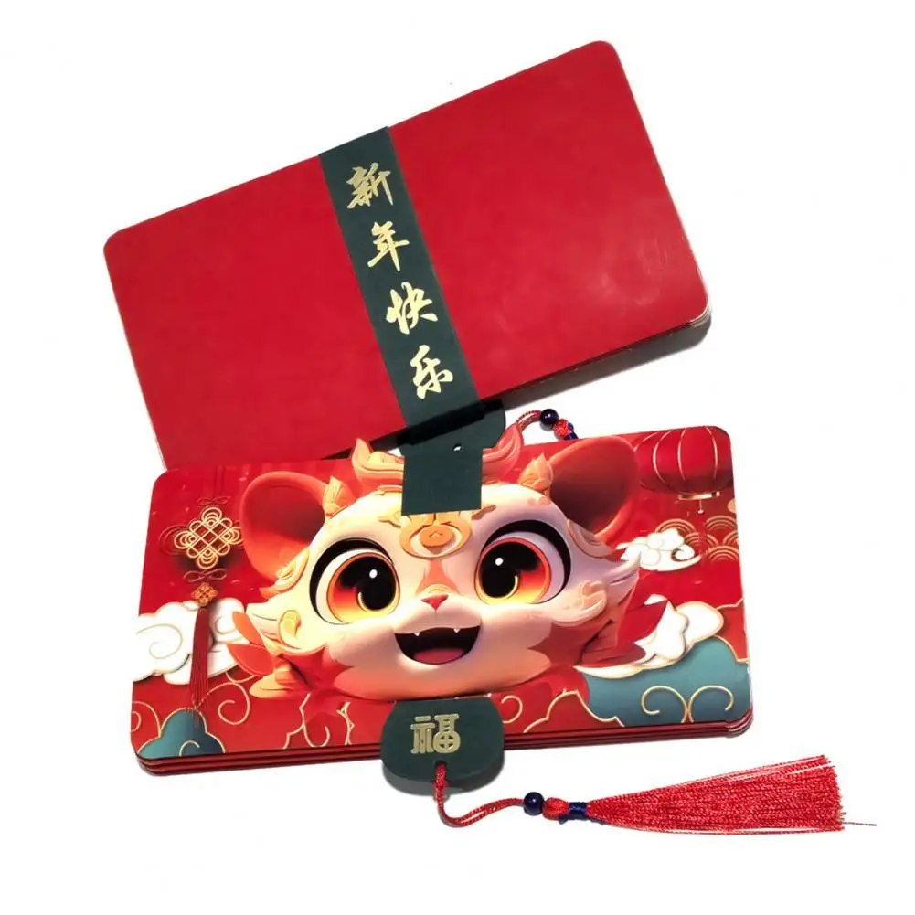 Pocket Chinese New Year Envelopes 2024 Dragon Year Envelope Cute Cartoon Design 6 Slot Money Pocket for Chinese New Year