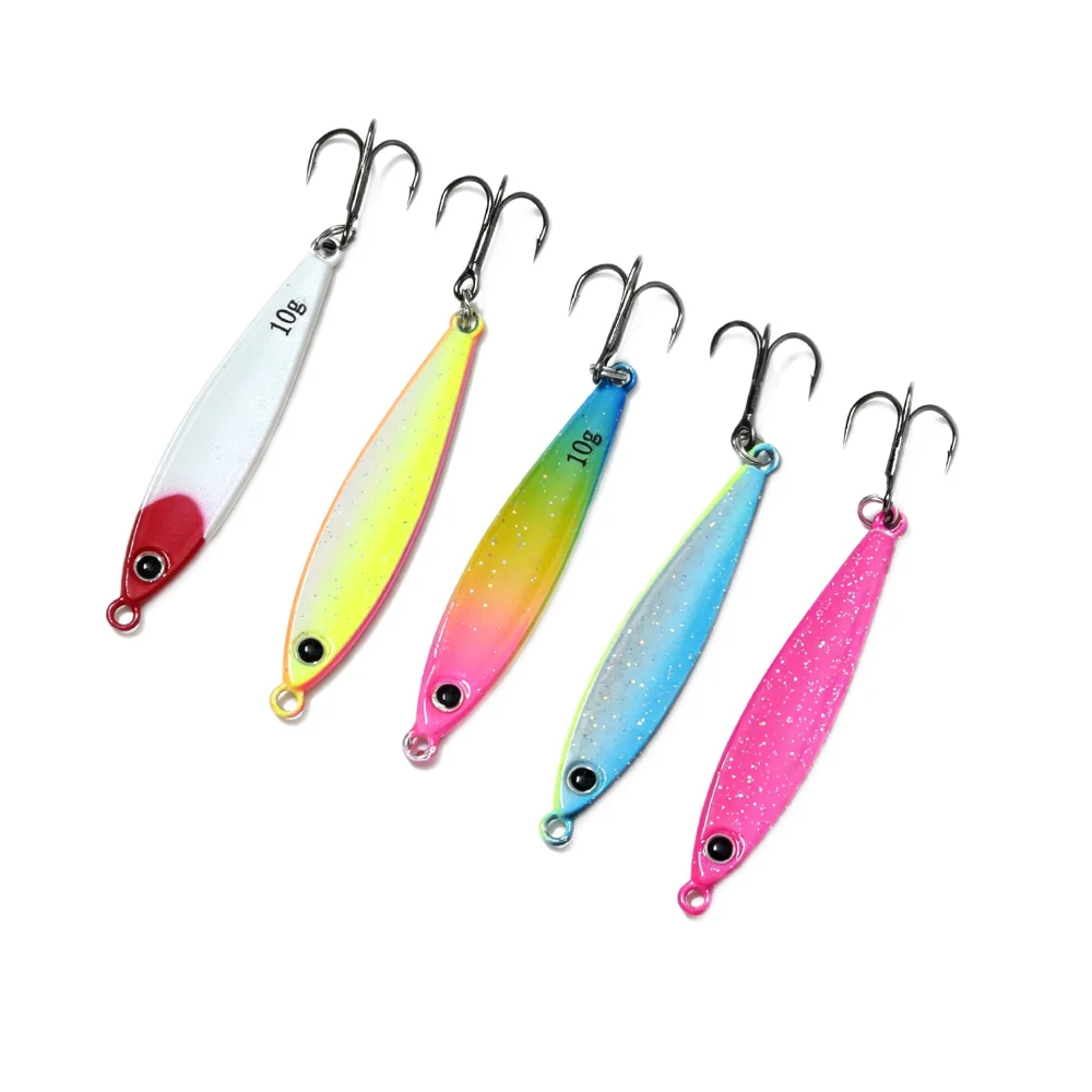 10g Metall-Jig-Köder, Regenbogen-Farbverlauf, Casting-Jig mit Dornhaken, Weitwurf-Metall-Angeljig für Salzwasser und Süßwasser