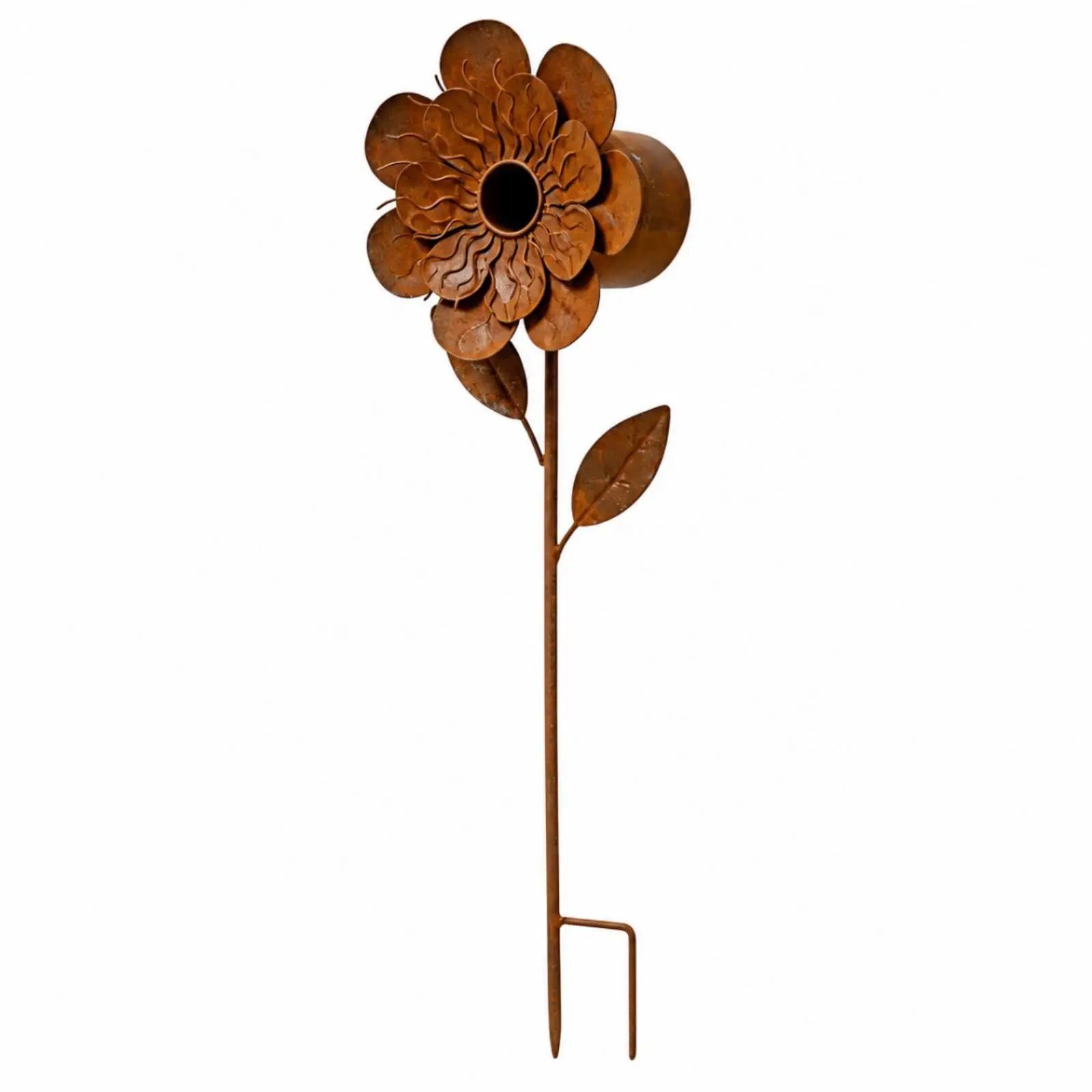 Garden Decoration Weathered Iron Flower Birdhouse Stake for Outdoor Gardens, Yards, Pathways