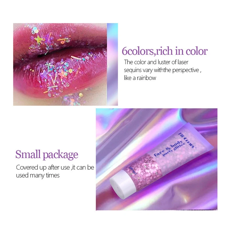Fit Colors paillettes Gel Glitter Scale Face Lip Eye Shadow Eye Sparkly Hair Shimmer Gel Flash paillettes decorazione del partito trucco