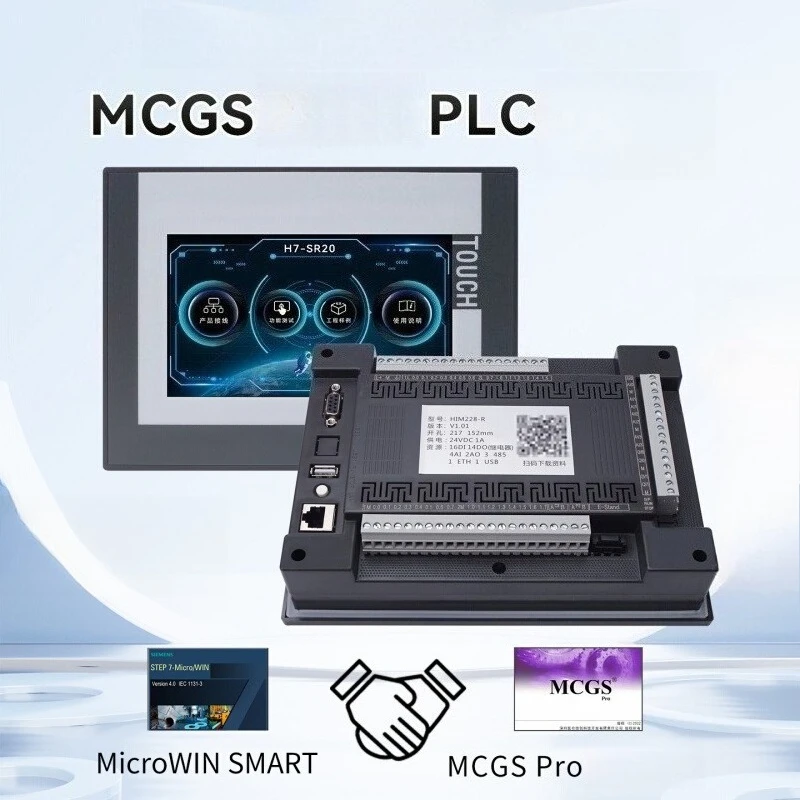

7inch HMI & PLC Integrated Machine MCGS Touch Screen PLC All-in-one Compatible with Siemens 200 SMART with Analog