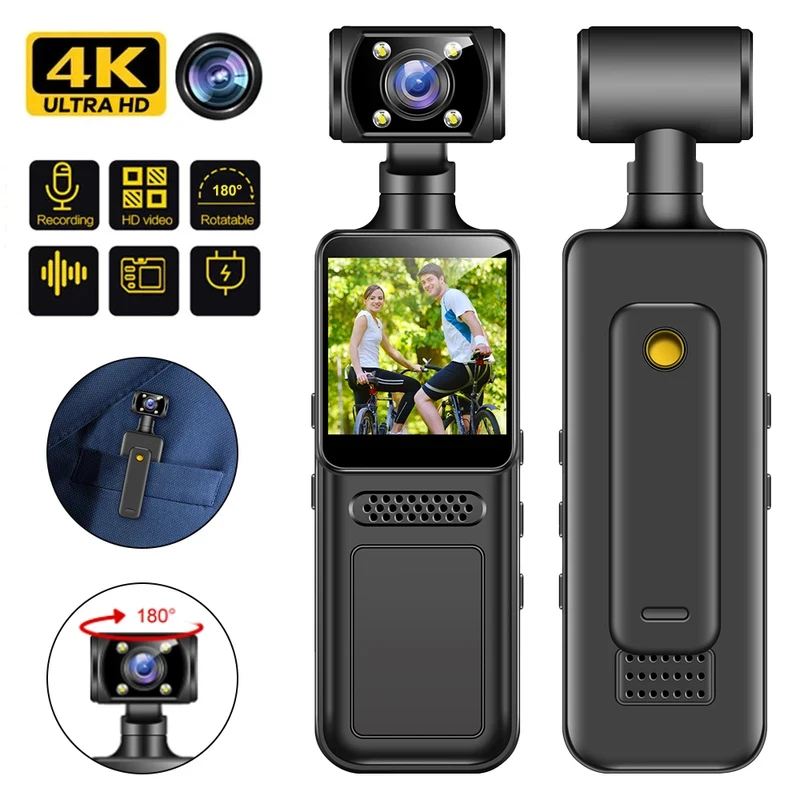 

New 4K Ultra HD Action Mini Camera 180 Rotatable Vlog Wifi Sports Cam Waterproof Case Helmet Travel Bicycle Driver Recorder New