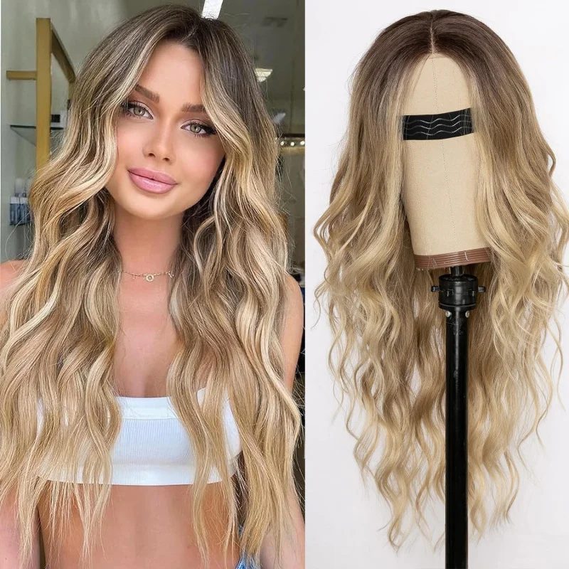 

New Arrival : European and American Gradient Color Long Curly Hair for Women, Synthetic Fiber Wig