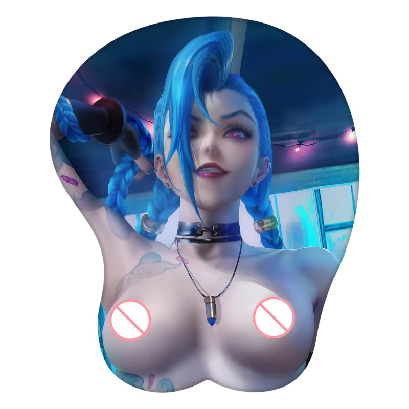 Jinx The Loose Cannon 3D Mouse Pad League of Legends Anime Mousepad Wrist Rest Silicone Sexy Creative Gaming Mat Gift