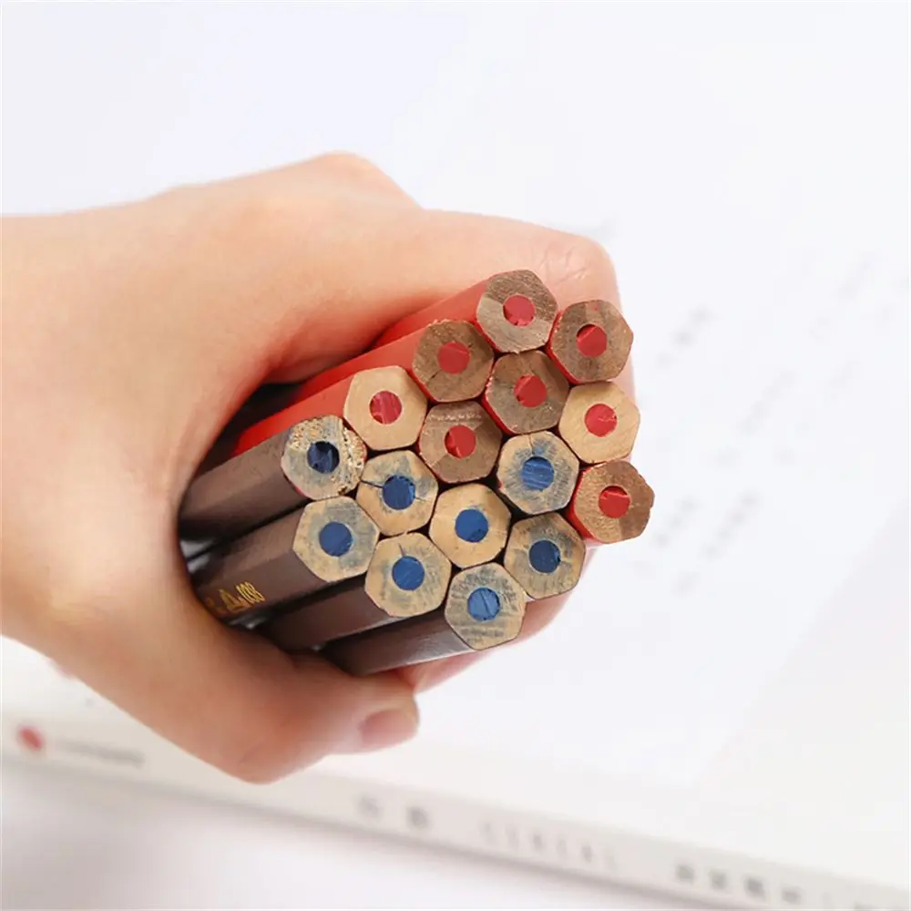 Office Stationery Writing Supplies Blue And Red Lead Mark Pencil Double Colored Pencils Carpenter Pencils Drawing Pencil