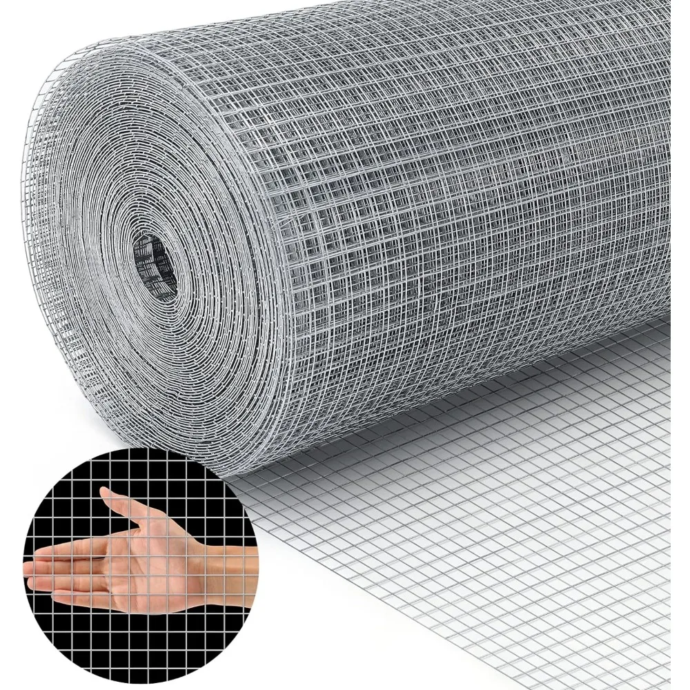 

No. 19 Hardware Cloth, 1/2" 48" × 100ft Chicken Wire Fence, Galvanized Welded Cage Wire Mesh Roll Supporting Poultry Net Cage