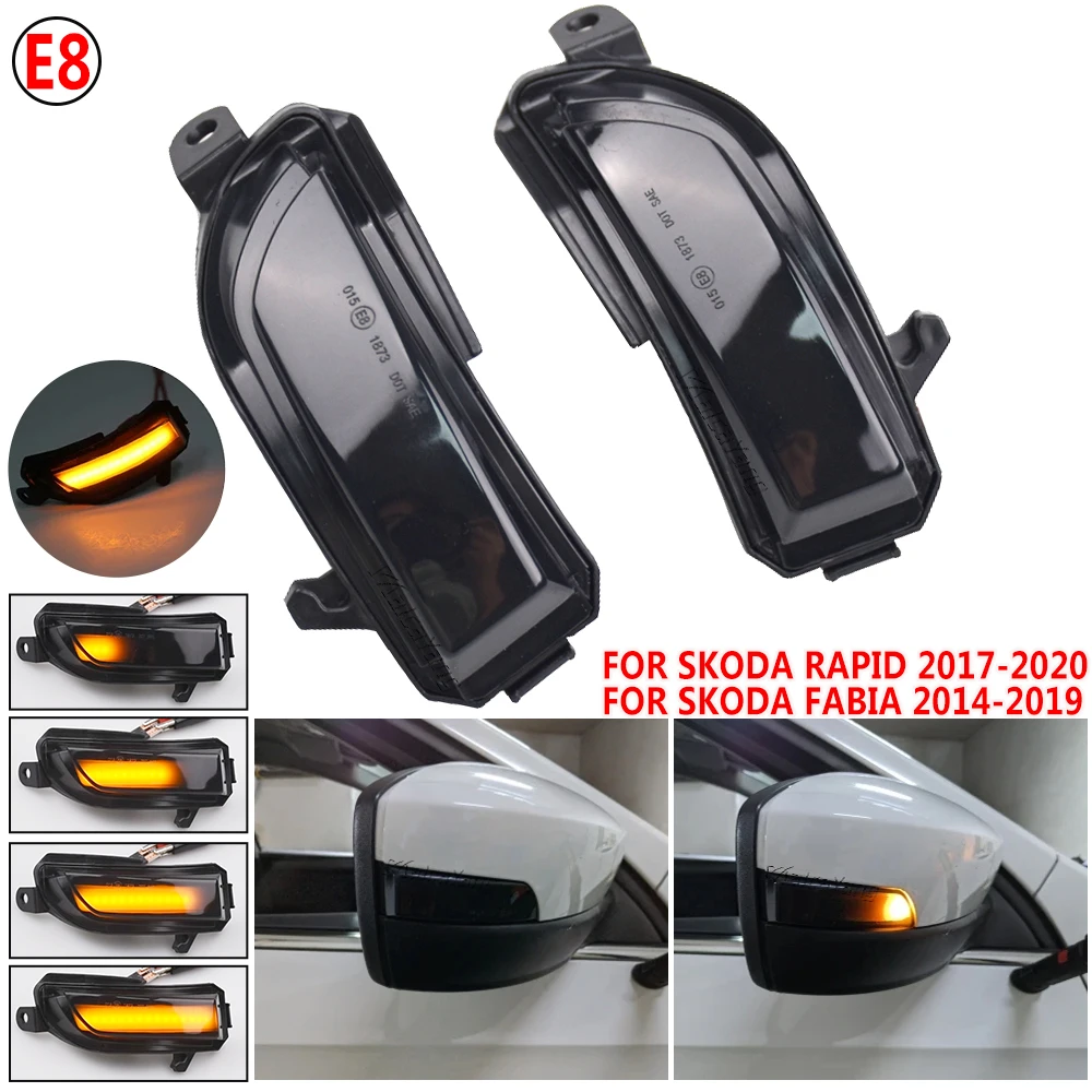 

Side Wing Mirror Indicator Dynamic Turn Signal LED Light For Skoda Fabia 2014 2015 2016 2017 2018 2019 Rapid 2017-2020