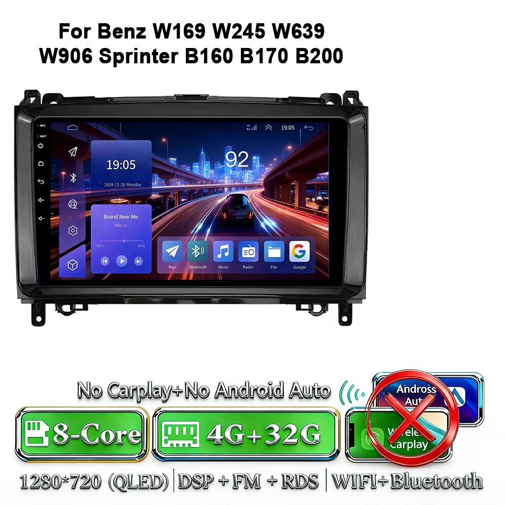 Android 17 autoradio 4G WIFI Carplay voor Mercedes-Benz W169 W245 W639 2005-2012 B160 B200 TPMS DAB OBD 2 DVD GPS touchscreen