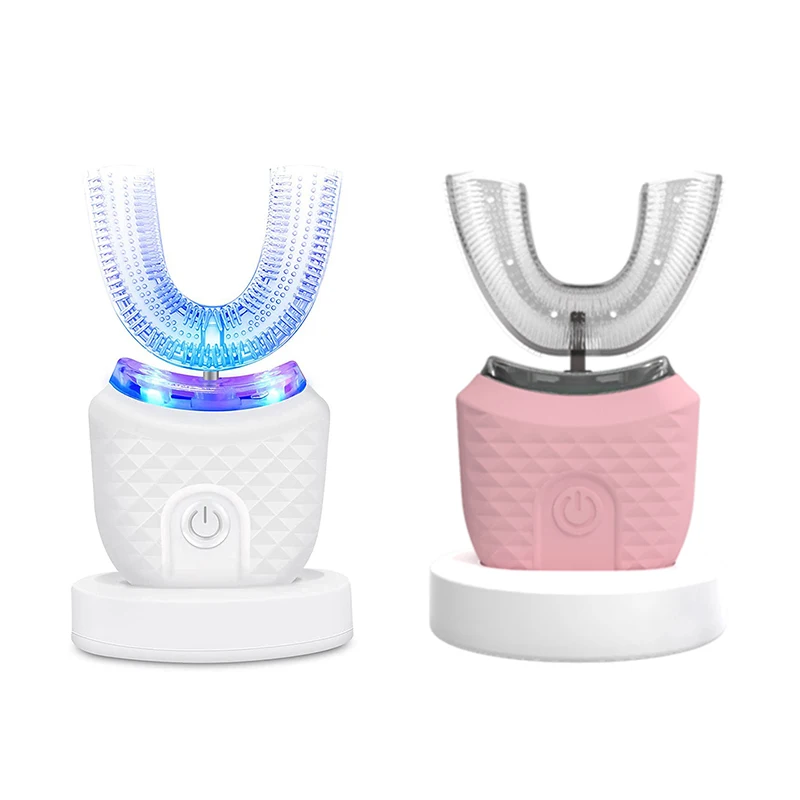 

Перезаряжаемая U-образная звуковая зубная щетка, портативная 360° ° Ультразвуковое отбеливание зубов, легкая силиконовая мини-электрическая зубная щетка для путешествий