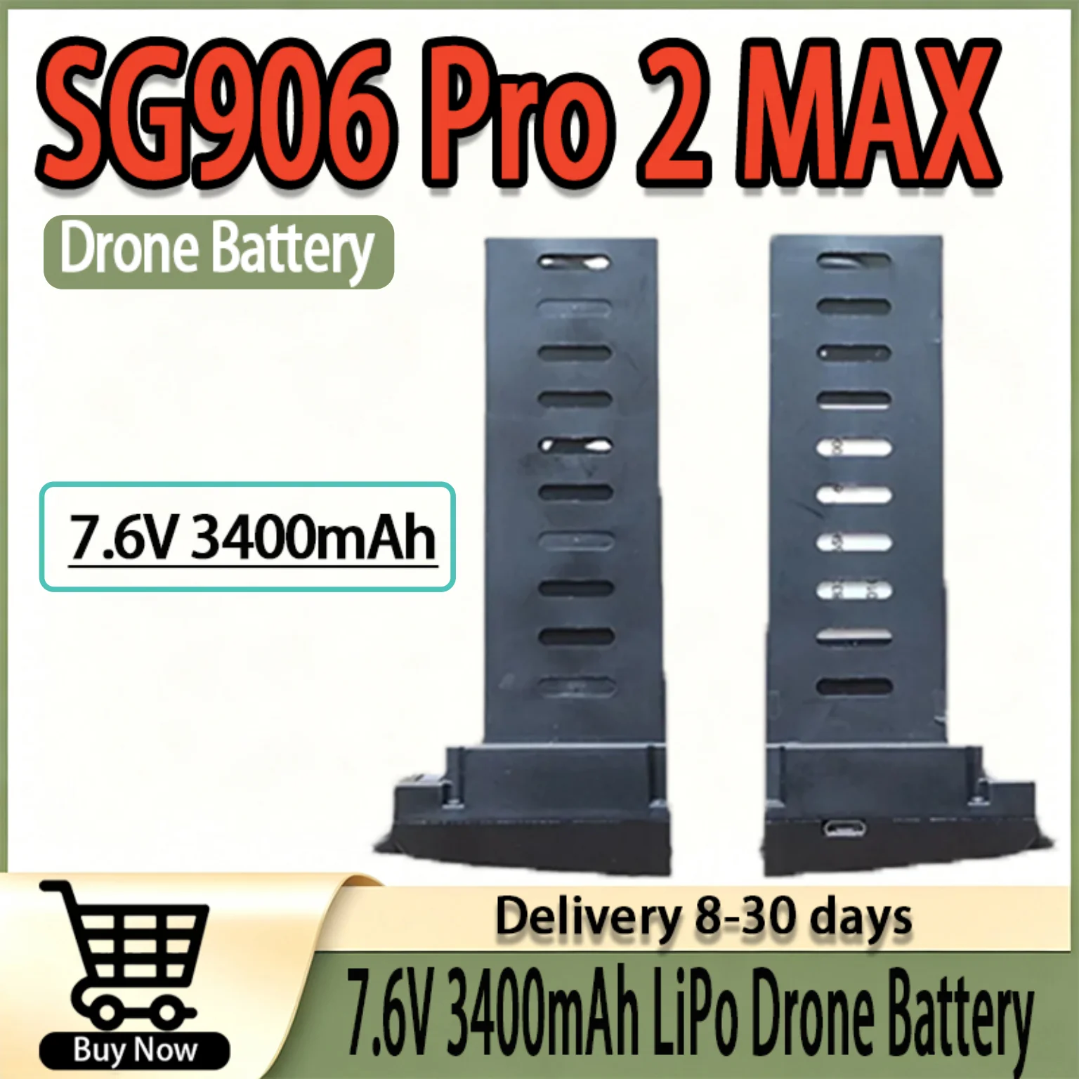 High Performance 7.6V 3400mAh LiPo Battery Long Lasting Power Replacement Parts Fit Multi RC Drone