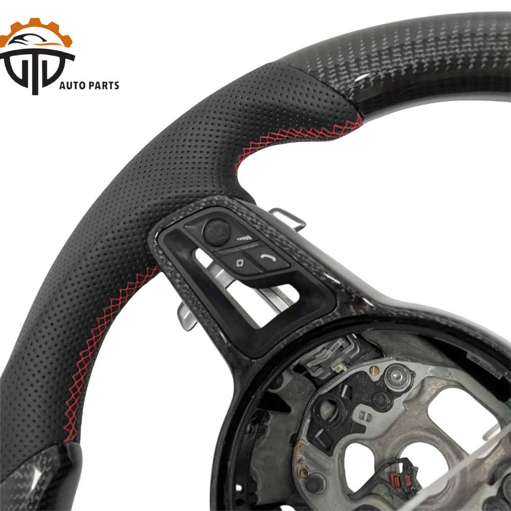 Replacement Real Glassy Carbon Fiber Steering Wheel With Perforated Leather For Porsche 911