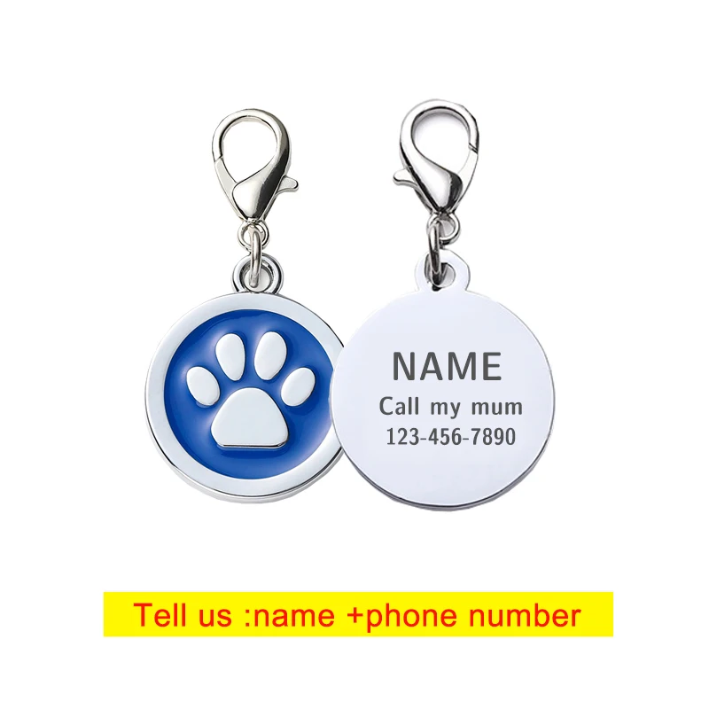 Customizable Dog Collar Address Tags for Dogs Medal with Engraving Name Kitten Puppy Accessories Personalized Cat Necklace Chain