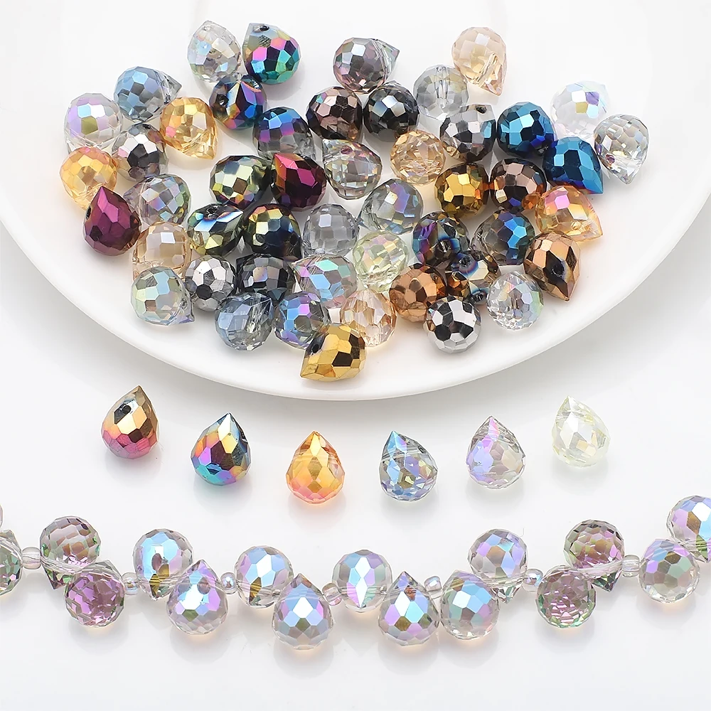30 teile/los Bunte Kristall Perlen Galvanisieren Erdbeere Lose Spacer Facettierte Perlen Schmuck Machen DIY Halskette Ohrringe Armband