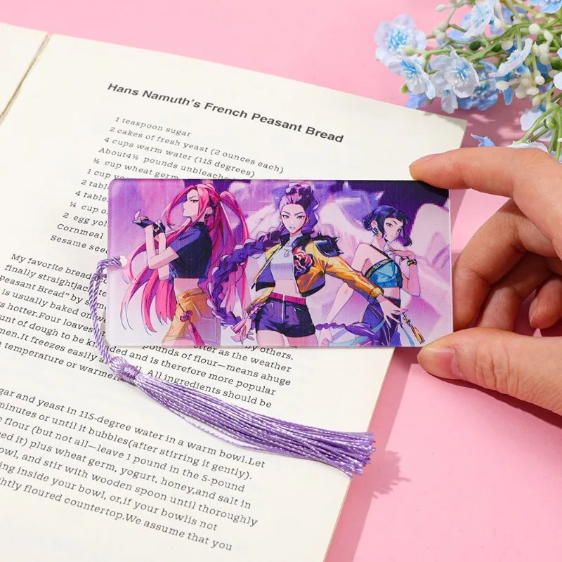 Neue KPop Demon Hunters Zoey Rumi Mira personalisierte kreative Acryl-Lesezeichen, praktisch zum Lesen von Schülern mit Quastenanhängern