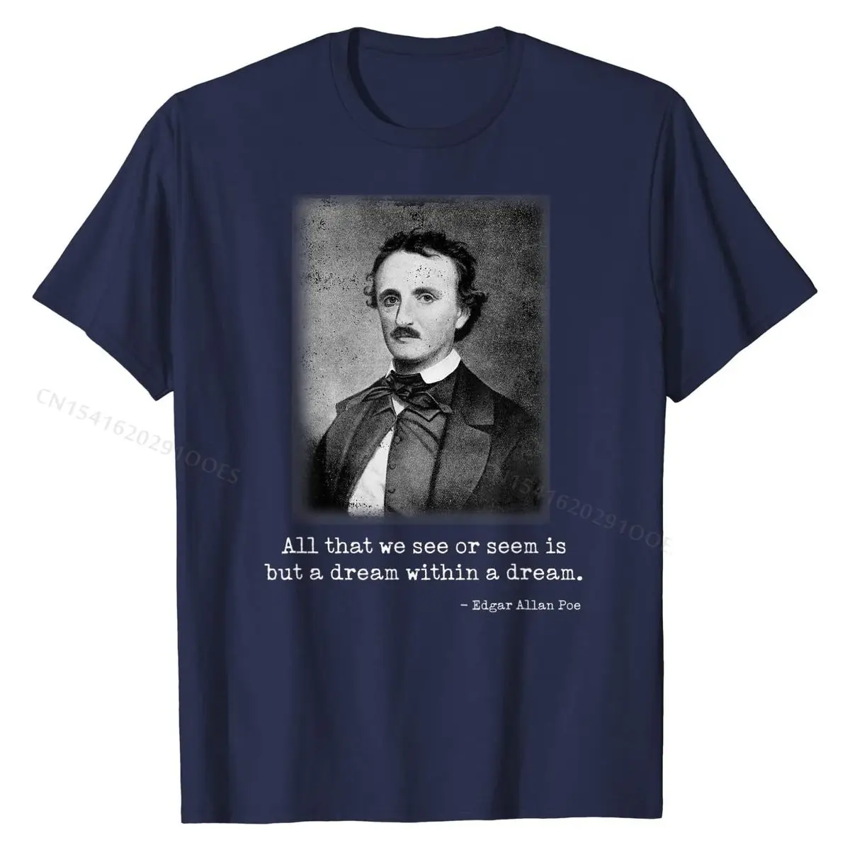 Edgar Allan Poe Quote All That We See Famous Author Quote T-Shirt Fitted Men Top T-shirts Cotton Tops T Shirt Unique