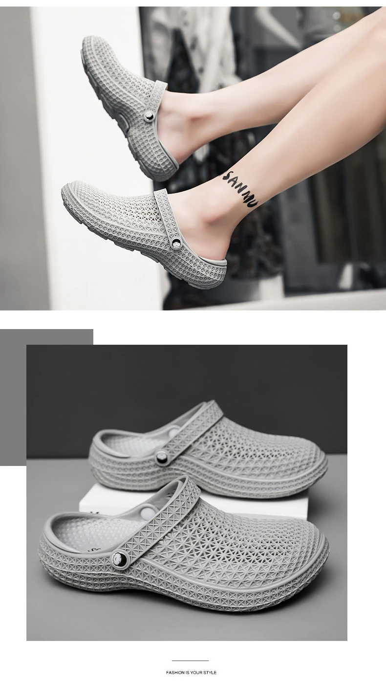 Herren Atmungsaktive Clogs Rutschfeste EVA Gartenschuhe Lässige Slip-on Pflege- und Kochschuhe Strand-Sandalen für Outdoor und Indoor im Sommer – Detail 9